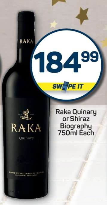 Raka Quinary or Shiraz Biography 750ml Each