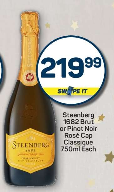 Steenberg 1682 Brut or Pinot Noir Rosé Cap Classique 750ml Each