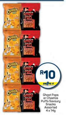 Ghost Pops or Cheetos Puffs Savoury Snacks Assorted 4 x 14g