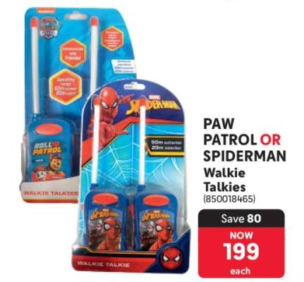 PAW PATROL OR SPIDERMAN Walkie Talkies