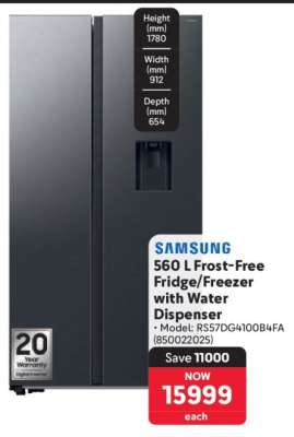 Samsung 560 L Frost Free Fridge Freezer with Water Dispenser