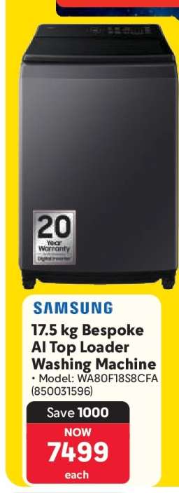 Samsung 17.5 kg Bespoke AI Top Loader Washing Machine