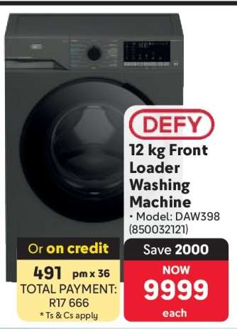 DEFY 12 kg Front Loader Washing Machine
