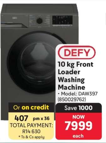 DEFY 10 kg Front Loader Washing Machine