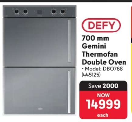 DEFY 700 mm Gemini Thermofan Double Oven