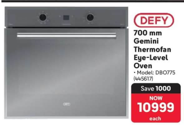 DEFY 700 mm Gemini Thermofan Eye-Level Oven
