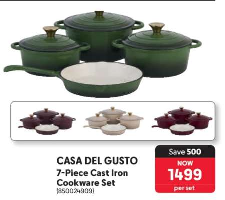 CASA DEL GUSTO 7-Piece Cast Iron Cookware Set