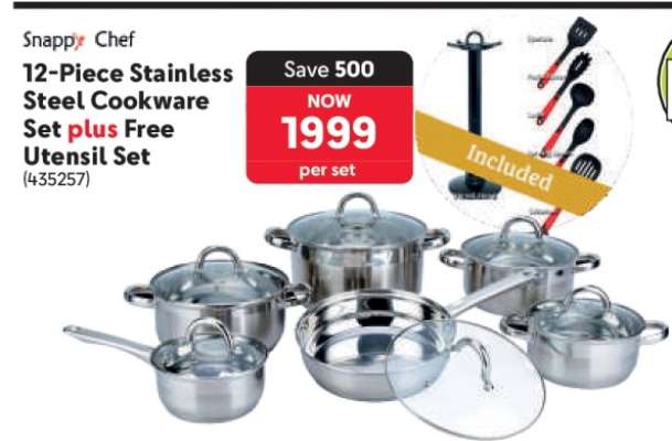 Snappy Chef 12-Piece Stainless Steel Cookware Set