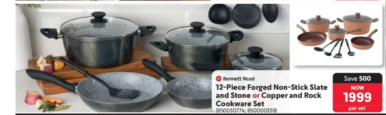 Bennett Road 12-Piece Forged Non-Stick Slate and Stone or Copper and Rock Cookware Set