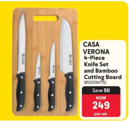 CASA VERONA 4-Piece Knife Set and Bamboo Cutting Board