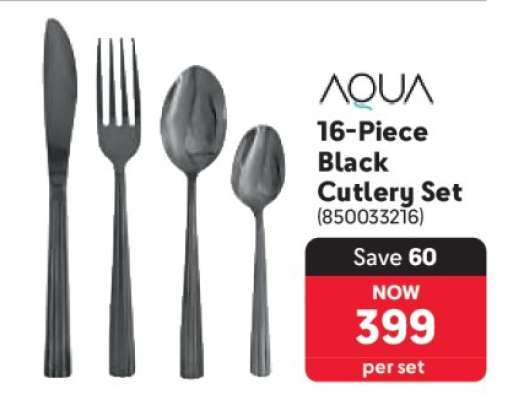 Aqua 16-Piece Black Cutlery Set