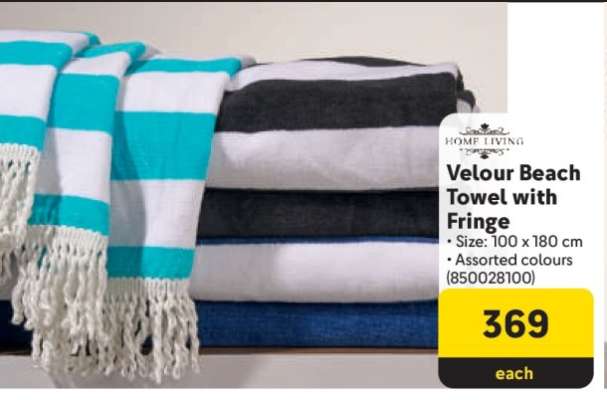 Velour Beach Towel with Fringe