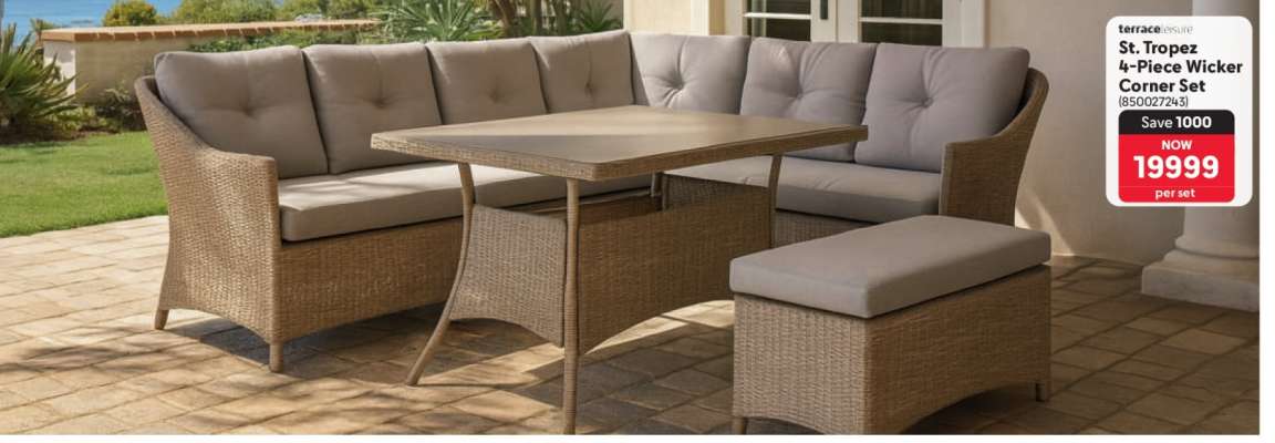 St. Tropez 4-Piece Wicker Corner Set