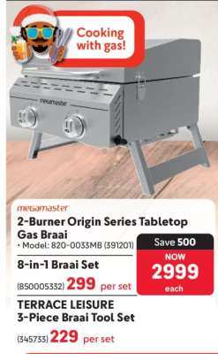 Megamaster 2-Burner Origin Series Tabletop Gas Braai