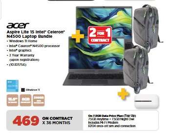 Acer Aspire Lite 15 Intel Celeron N4500 Laptop Bundle