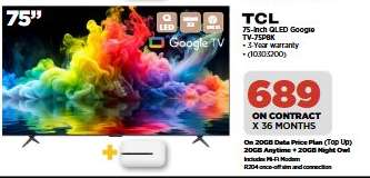 TCL 75-Inch QLED Google TV-75P8K