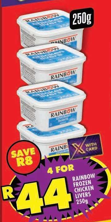 RAINBOW FROZEN CHICKEN LIVERS 250g