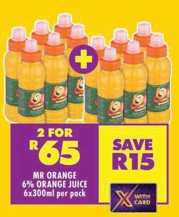 MR ORANGE 6% ORANGE JUICE 6x300ml per pack
