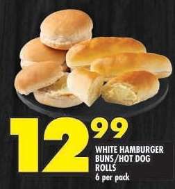 WHITE HAMBURGER BUNS/HOT DOG ROLLS