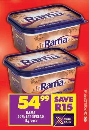RAMA 60% FAT SPREAD 1kg each