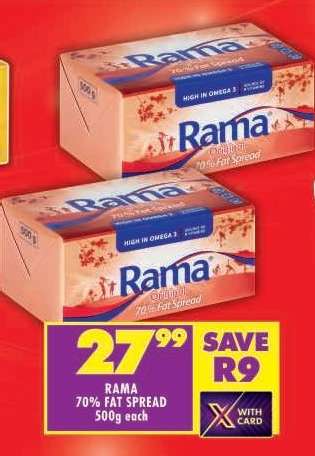 RAMA 70% FAT SPREAD 500g each