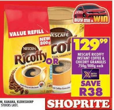 Nescafé Ricoffy Instant Coffee & Chicory Granules 750g/800g each