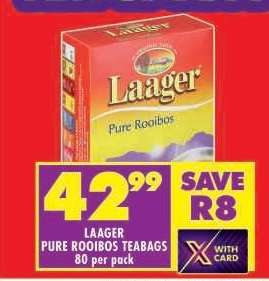 LAAGER PURE ROOIBOS TEABAGS 80 per pack