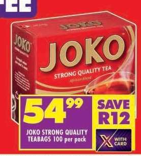 JOKO STRONG QUALITY TEABAGS 100 per pack