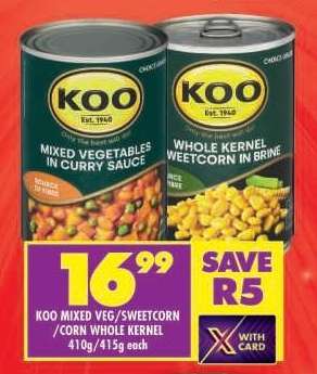 KOO MIXED VEG/SWEETCORN/CORN WHOLE KERNEL