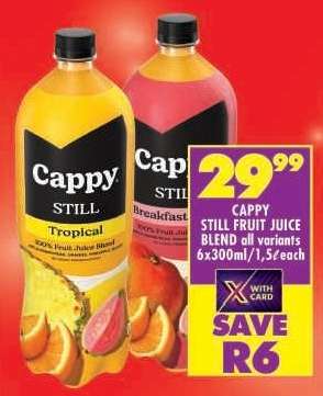 Cappy Still Fruit Juice Blend all variants