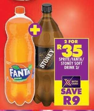 Sprite/Fanta/Stoney Soft Drink 2ℓ