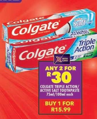 Colgate Triple Action/Active Salt Toothpaste