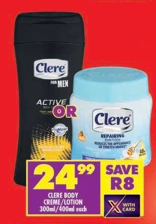 CLERE BODY CREME/LOTION
