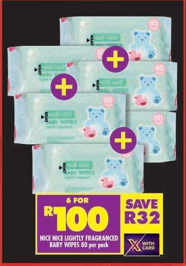 NICE NICE LIGHTLY FRAGRANCED BABY WIPES 80 per pack