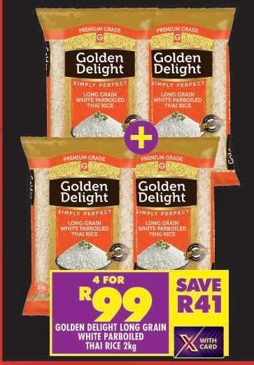 Golden Delight Long Grain White Parboiled Thai Rice 2kg