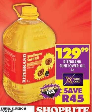 RITEBRAND SUNFLOWER OIL 4ℓ