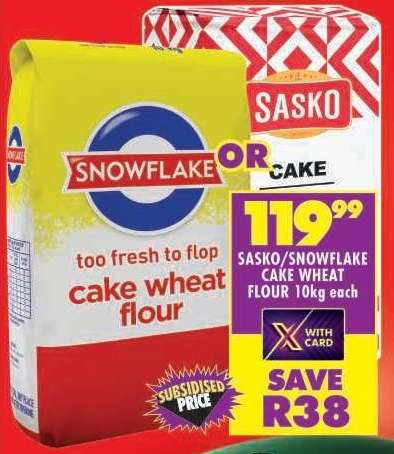 SASKO/SNOWFLAKE CAKE WHEAT FLOUR 10kg
