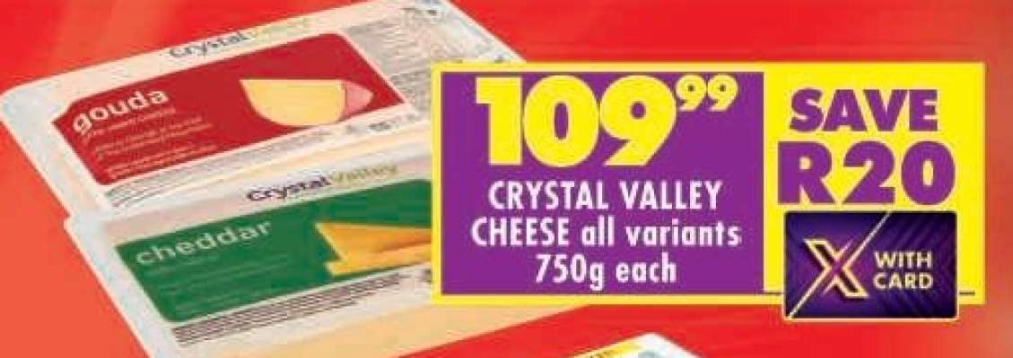 CRYSTAL VALLEY CHEESE all variants 750g each