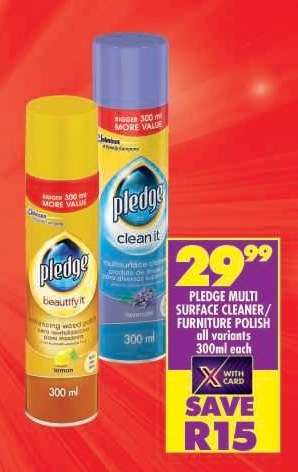 Pledge Multi Surface Cleaner/Furniture Polish