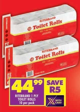 RITEBRAND 1-PLY TOILET ROLLS