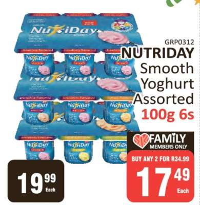 NUTRIDAY Smooth Yoghurt Assorted 100g 6s