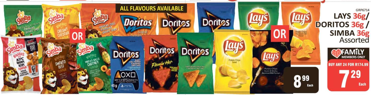Lays 36g / Doritos 36g / Simba 36g Assorted