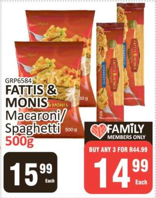 Fattis & Monis Macaroni/Spaghetti 500g