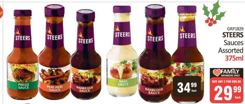 STEERS Sauces Assorted 375ml