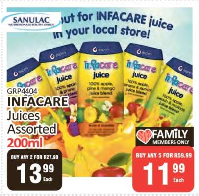 INFACARE Juices Assorted 200ml