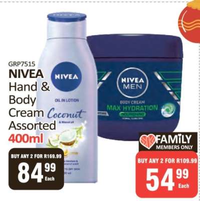 NIVEA Hand & Body Cream Assorted 400ml