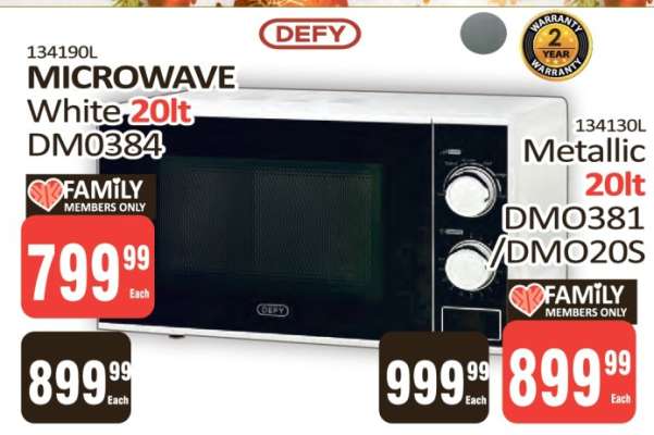 DEFY Microwave White 20lt DM0384