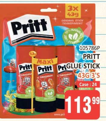 PRITT GLUE STICK 43G 3's