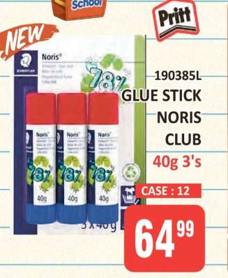 GLUE STICK NORIS CLUB 40g 3's