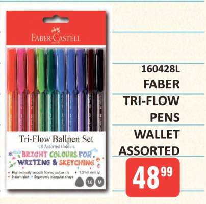 Faber Tri-Flow Pens Wallet Assorted